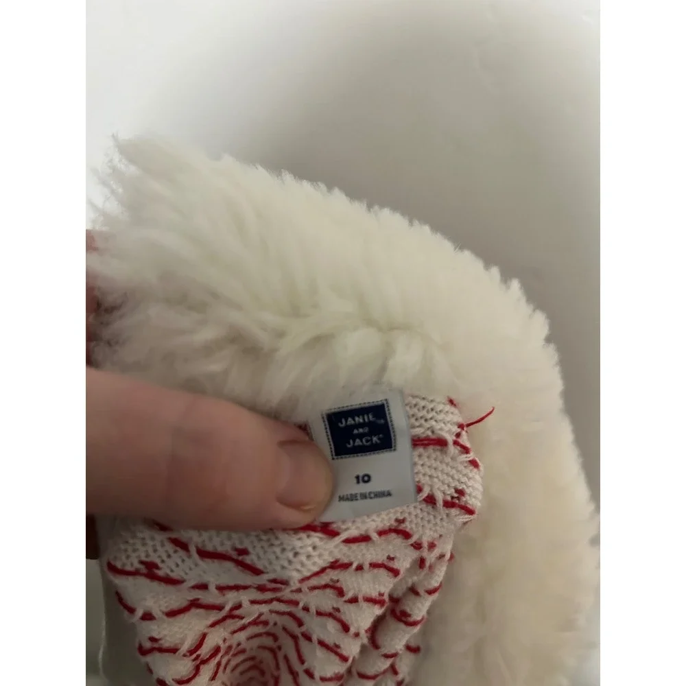 Janie and Jack Snowflake Lane Faux Fur‎ Collar Sweater Dress girls size 10